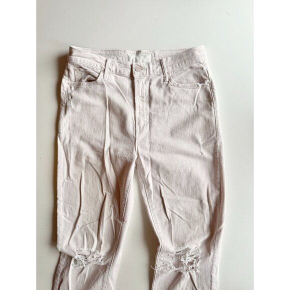 MOTHER The High Waisted Rascal Ankle Soft Pink Slim Straight Leg Jeans, Size 30 - Picture 6 of 16